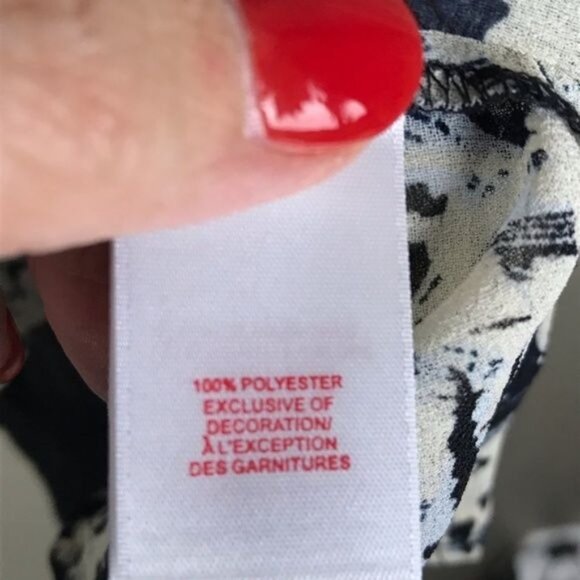 Tapemeasure Womens Abstract Print Ruffle Sleeveless Blouse Size 4 Black/White/Bl - Picture 3 of 9